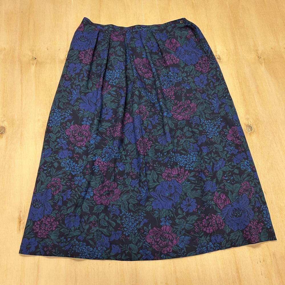 Vintage Country Sophisticates Skirt Womens 16 Floral A-Line Pleated Midi USA
